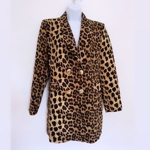 ZARA Animal Print Jacket with Gold Buttons